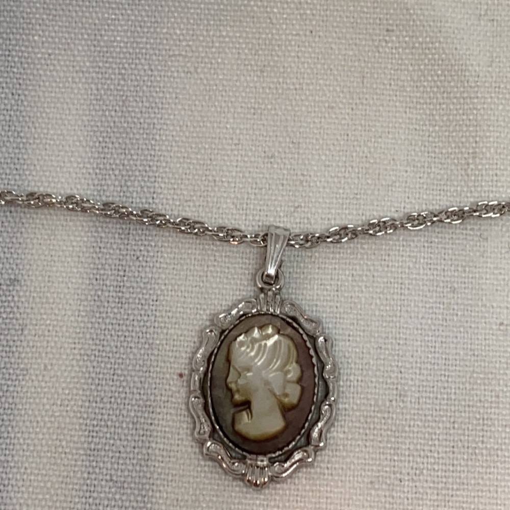 sterling necklace and cameo